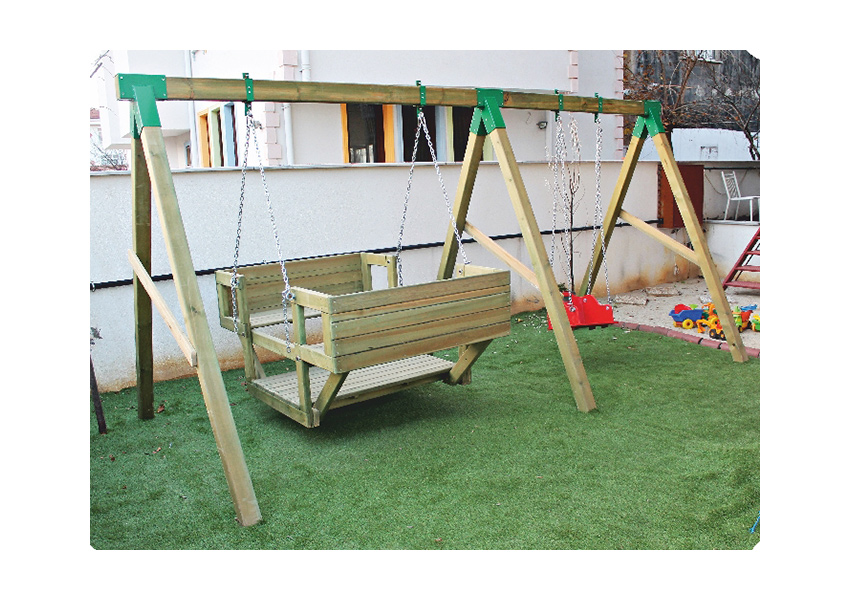 GV-8035 Anaokulu Ahşap Tek Salıncaklı Gondol